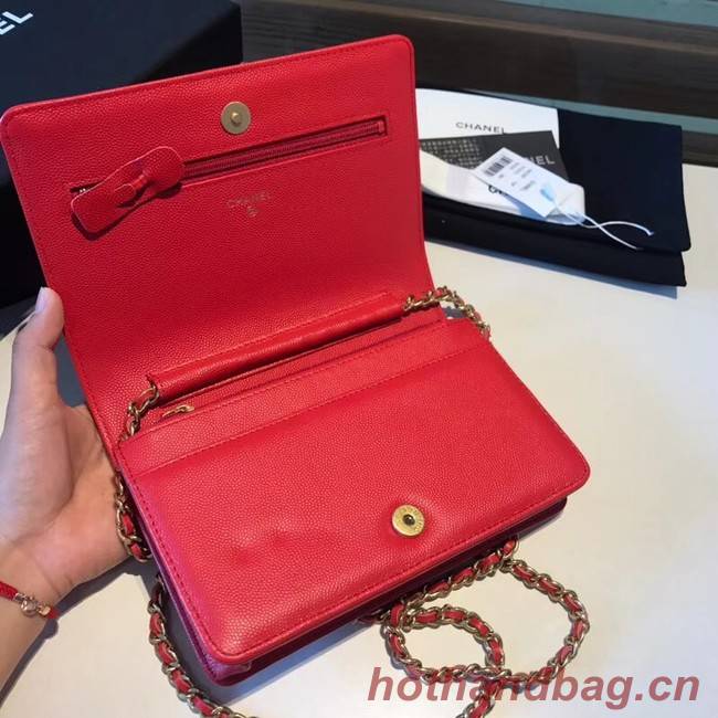 BOY CHANEL Original Wallet on Chain A80287 red