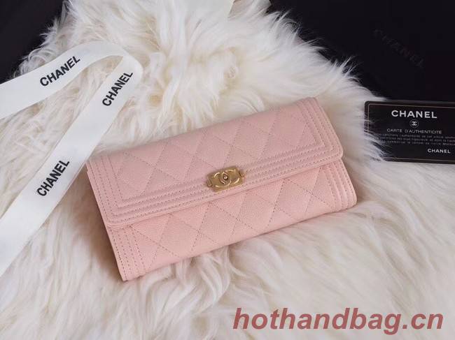 BOY CHANEL Flap Wallet A80286 pink gold-Tone Metal