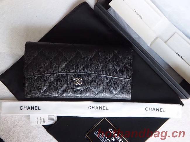 Chanel Classic Flap Wallet A31506 black silver-Tone Metal