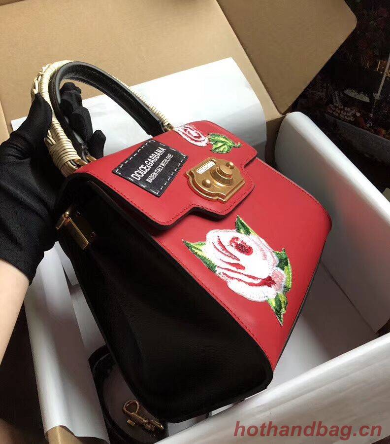 Dolce & Gabbana SICILY Chrysanthemum Calfskin Tote Bags 5588-2 red