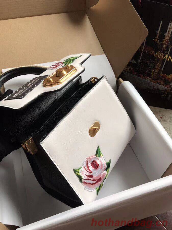 Dolce & Gabbana SICILY Chrysanthemum Calfskin Tote Bags 5588-2 white