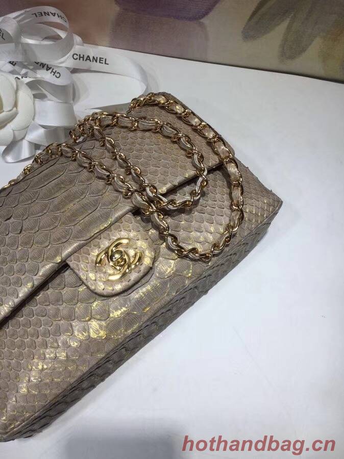 Chanel Classic Handbag Python & Gold-Tone Metal A01112 gold