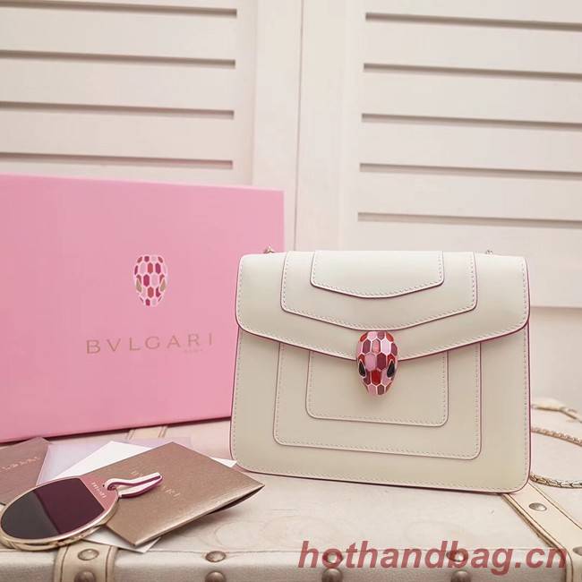 BVLGARI Serpenti Forever Flap Cover leather bag 28697 white
