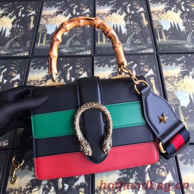 Gucci Dionysus small top handle bag 523367 black&red&green