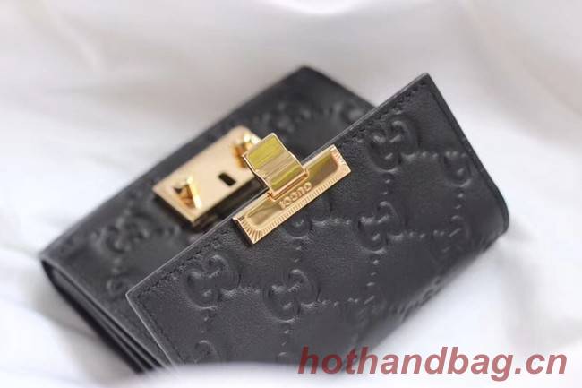 Gucci Leather french flap wallet 453155 black