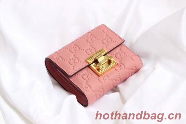 Gucci Leather french flap wallet 453155 pink