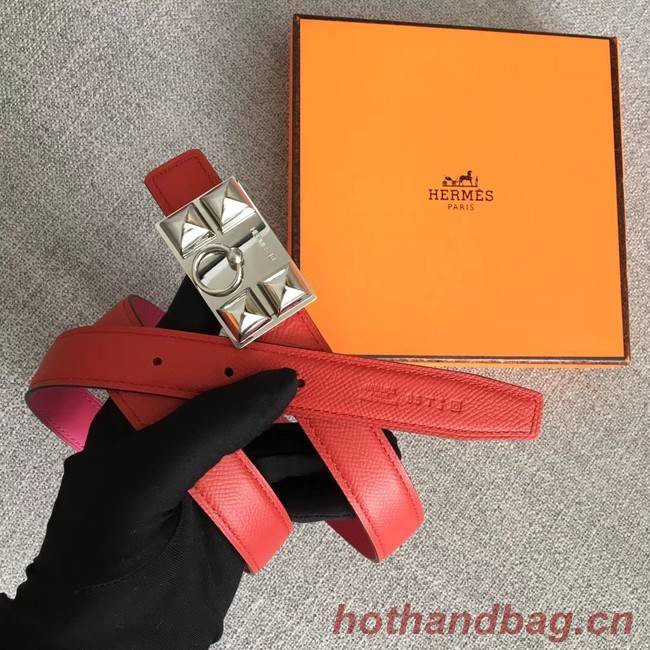 Hermes Collier de Chien belt buckle & Reversible leather strap 24 mm H0521 red