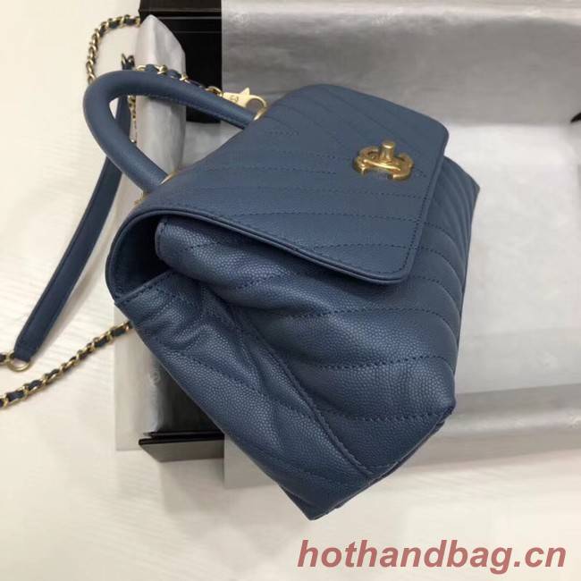 Chanel Small Flap Bag with Top Handle A92990 dark blue
