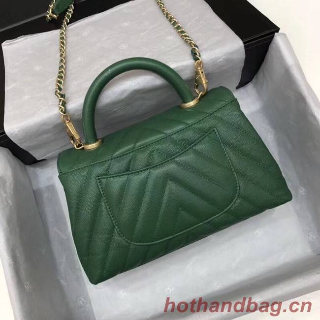 Chanel Small Flap Bag with Top Handle A92990 green