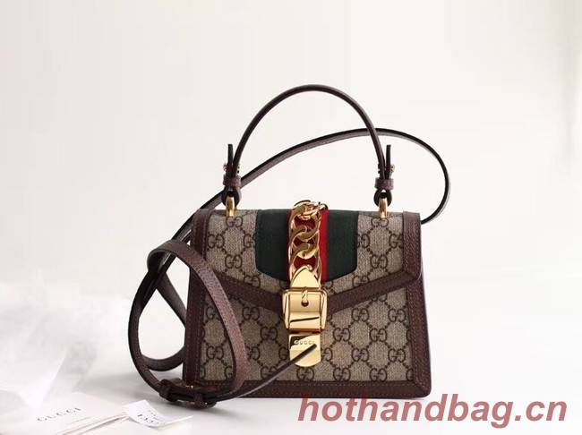 Gucci Sylvie GG Supreme canvas mini bag 470270 brown