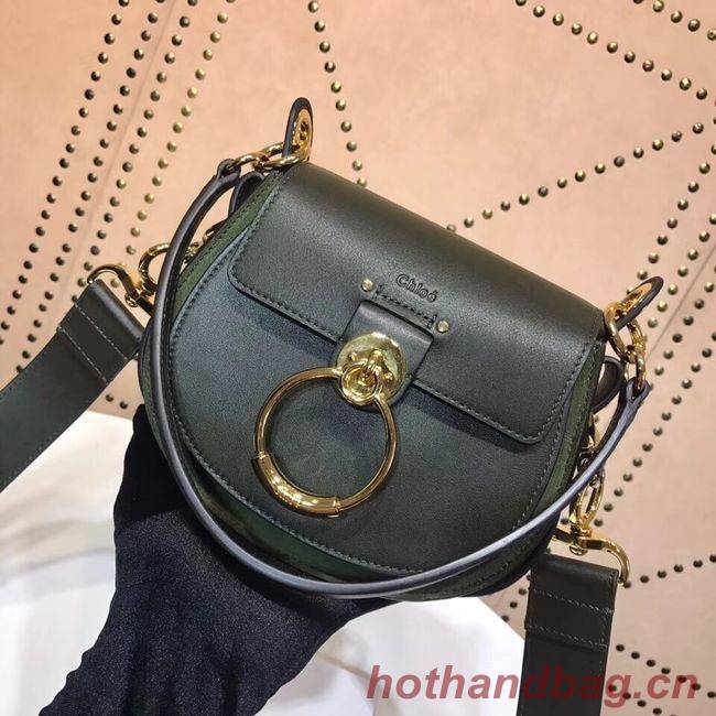 CHLOE Tess Small leather shoulder bag 3E153 Blackish green