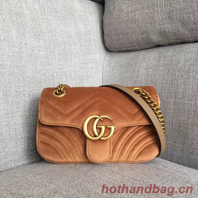 Gucci GG Marmont velvet mini bag 446744 brown