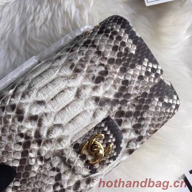Chanel Mini Flap Bag Python & Gold-Tone Metal A69900 grey
