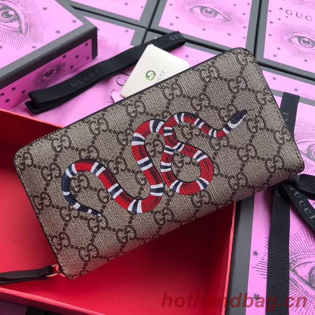 Gucci Kingsnake print GG Supreme zip around wallet 451273