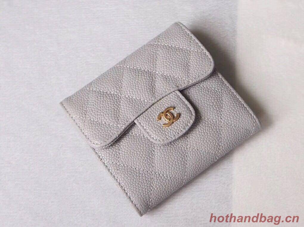 Chanel Wallet Calfskin Leather A49639 Gray
