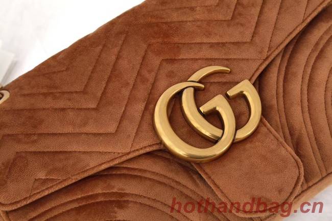 Gucci GG Marmont velvet medium shoulder bag 443496 Taupe