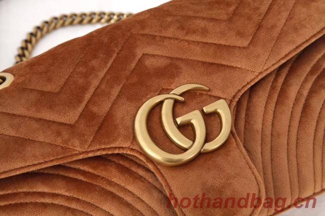 Gucci GG Marmont velvet medium shoulder bag 443497 Taupe