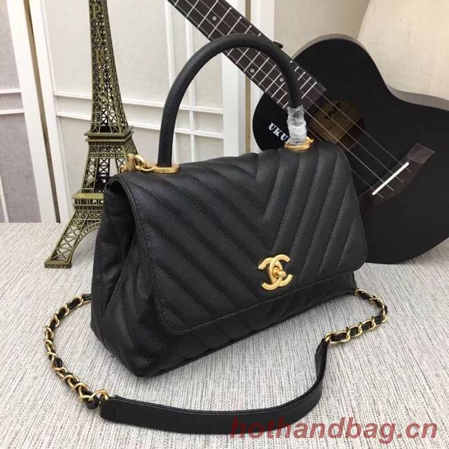 Chanel Flap Bag with Top Handle 36620 black