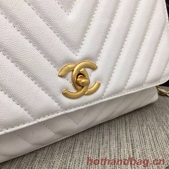 Chanel Flap Bag with Top Handle 36620 white