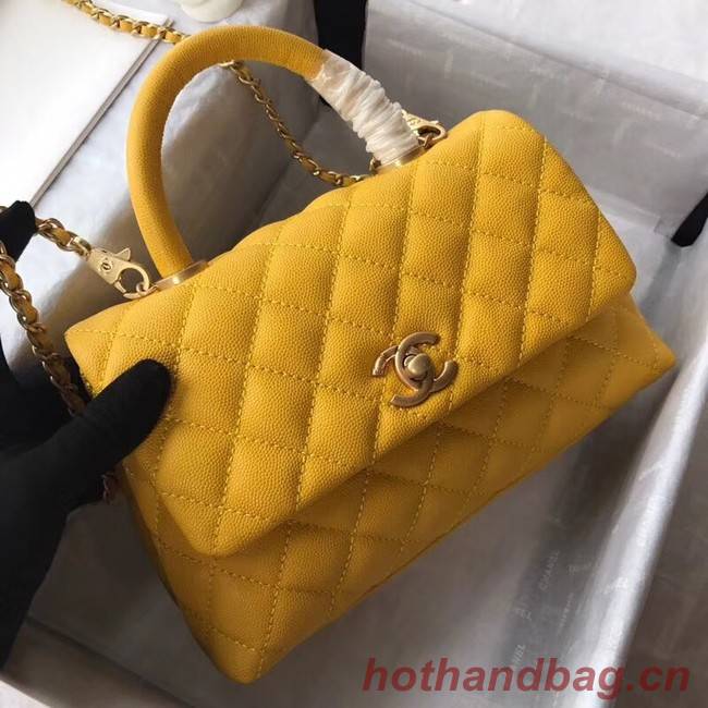 Chanel Small Flap Bag with Top Handle A92990 yellow