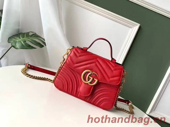 Gucci GG Marmont Original leather mini top handle bag 547260 red