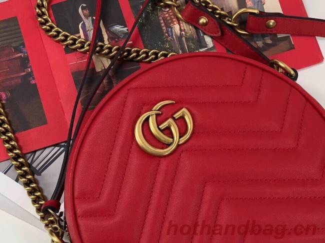 Gucci GG Marmont mini round shoulder bag 550154 red