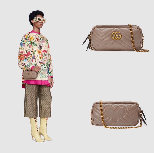 Gucci GG Marmont mini chain bag 546581 Dusty pink