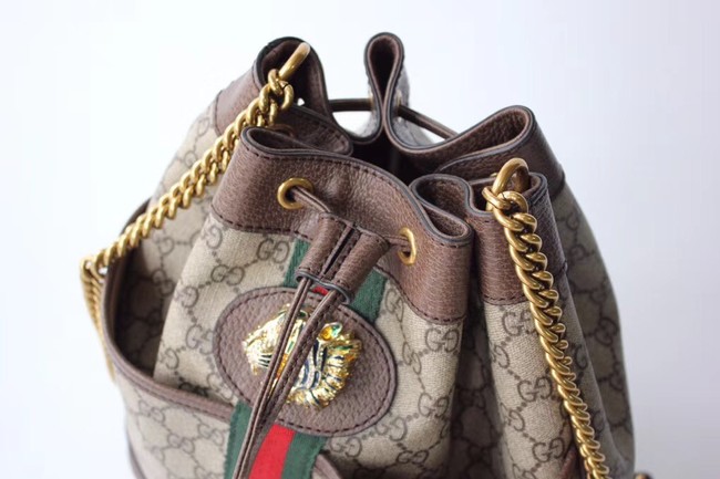 Gucci GG Supreme canvas Rajah medium bucket bag 553961 Brown