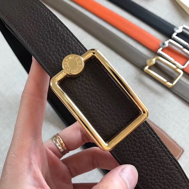Hermes Quizz belt buckle & Reversible leather strap 32 mm H0739 dark brown