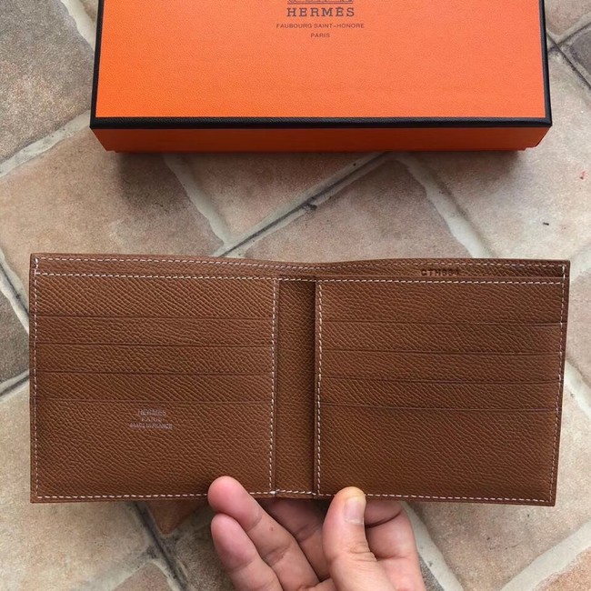 Hermes espom leather Wallet H2296 brown