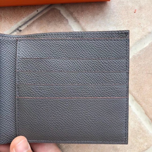 Hermes espom leather Wallet H2296 dark grey