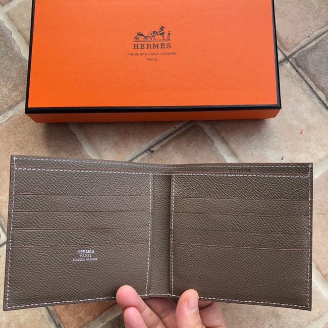 Hermes espom leather Wallet H2296 grey