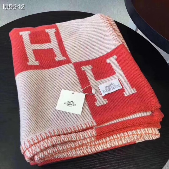 Hermes lambswool & cashmere & Blanket Shawl 71152 red