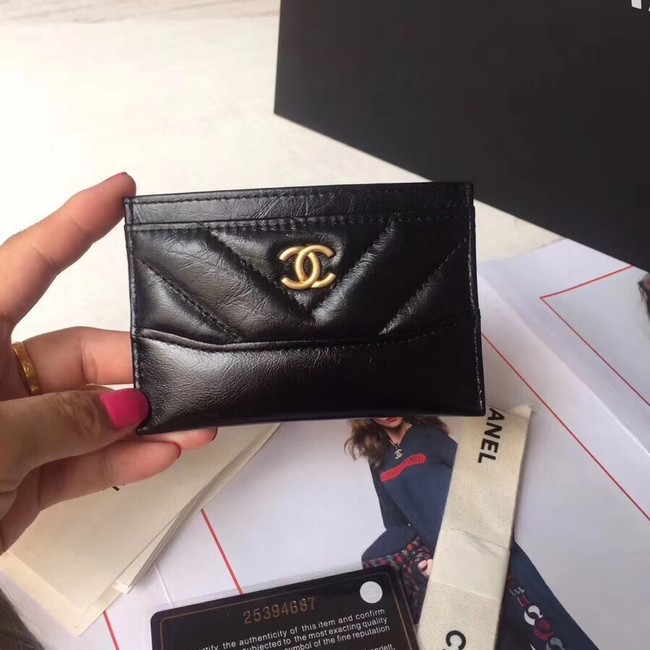 Chanel card holder Aged Calfskin A84386 black