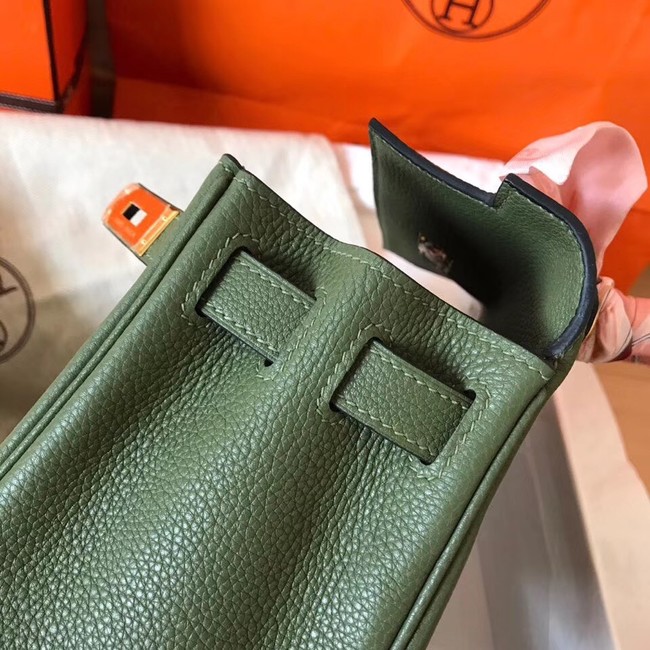 Hermes original Togo leather kelly bag KL320 Blackish green