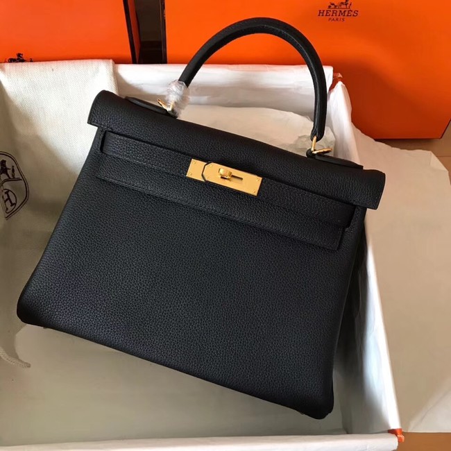 Hermes original Togo leather kelly bag KL320 black