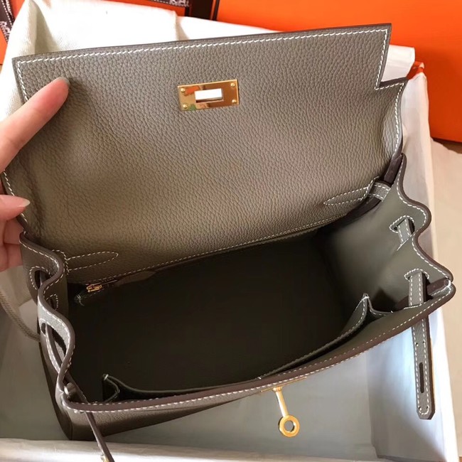 Hermes original Togo leather kelly bag KL320 dark grey