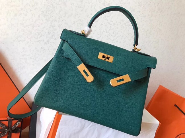 Hermes original Togo leather kelly bag KL320 green