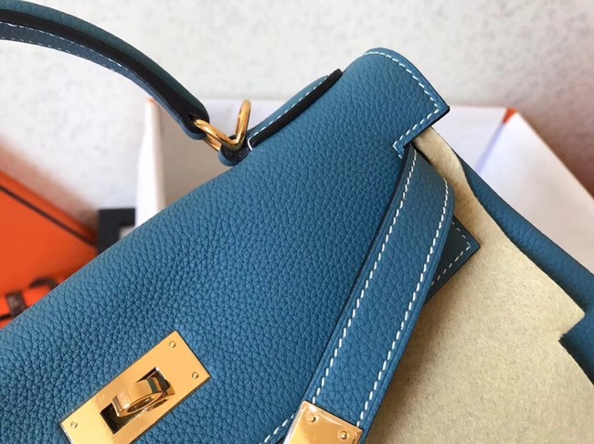 Hermes original Togo leather kelly bag KL320 sky blue