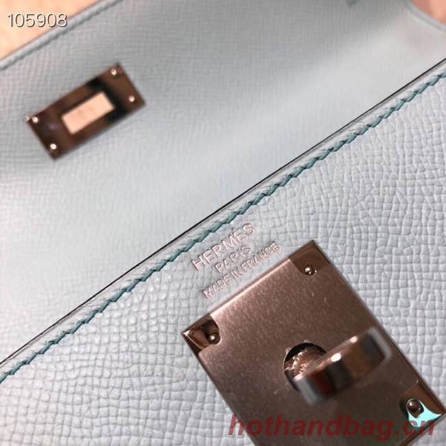 Hermes original Kelly Epsom Leather KL32 light blue Silver hardware