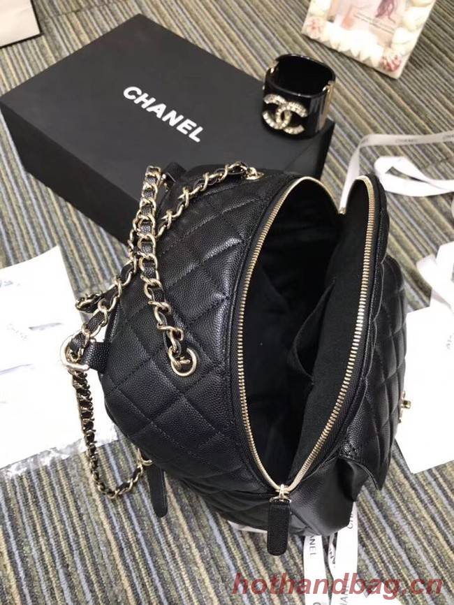 Chanel Grained Calfskin & Gold-Tone Metal backpack AS0004 black