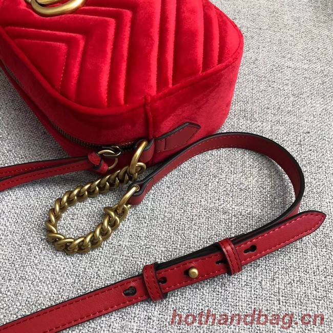 Gucci GG Marmont velvet small shoulder bag 447632 red