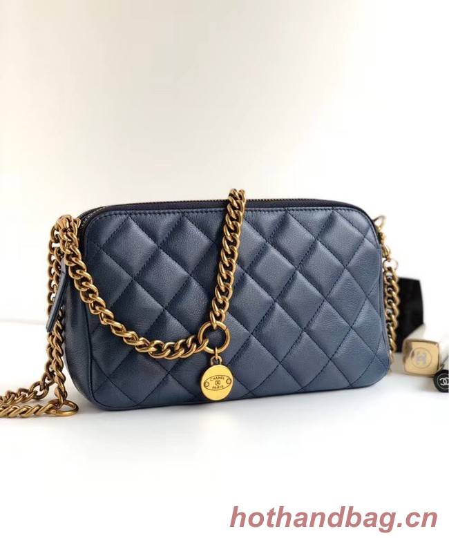 Chanel classic clutch with chain A94105 blue