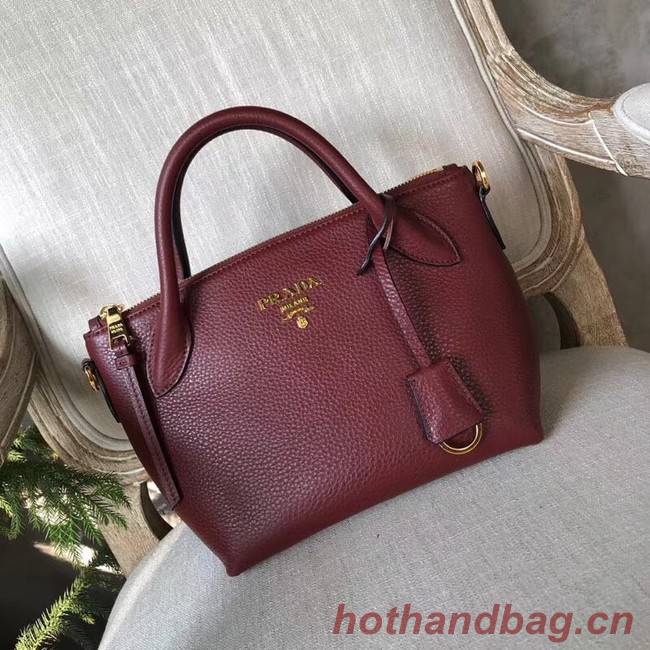 Prada Calf leather bag 1BH111 Burgundy