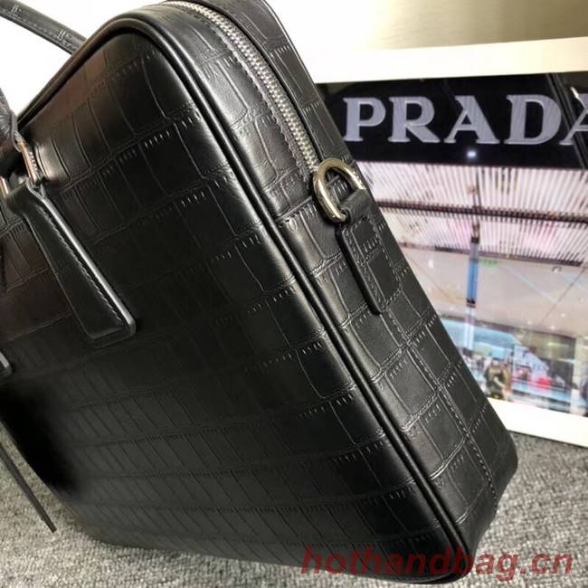 Prada Crocodile Leather Briefcase 2VE368 black