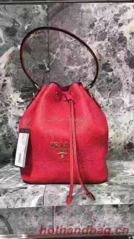 Prada Leather bucket bag 1BE018 red