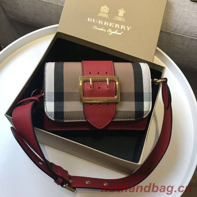 BURBERRY Hampshire vintage check leather cross-body bag 24581 red