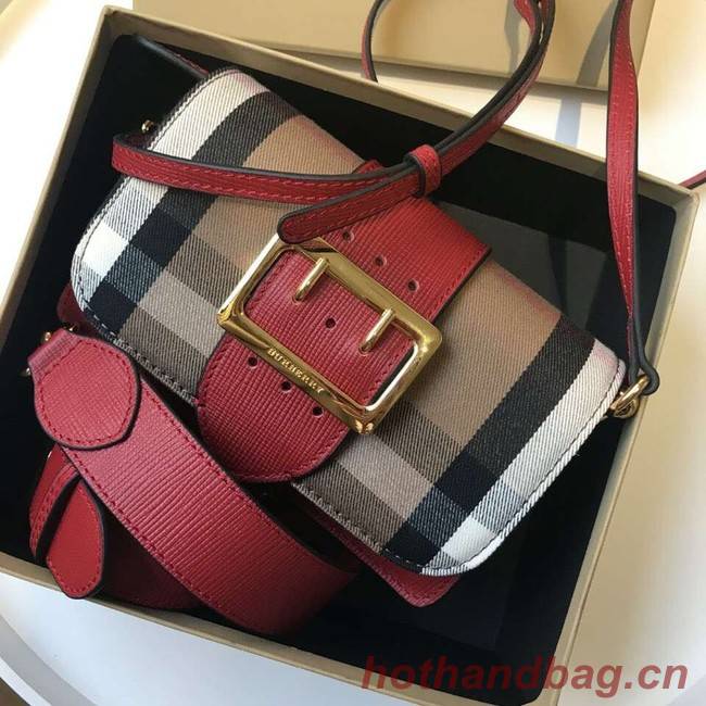 BURBERRY Hampshire vintage check leather cross-body bag 24581 red