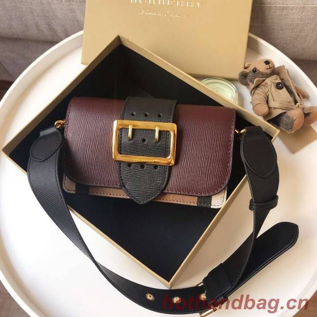 BURBERRY Hampshire vintage check leather cross-body bag A24581 Burgundy