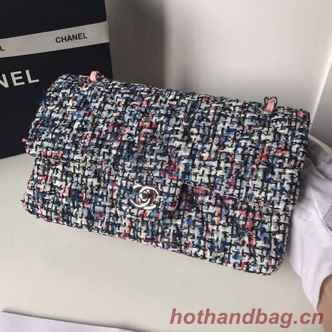 Chanel classic handbag Tweed Braid & Silver-Tone Metal A01112-1